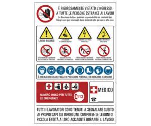 Cartello segnalatore 67 x 100 cm cantiere multisimbolo polionda - 17494