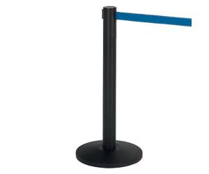 Colonnina segnapercorso Alfa nera altezza 95 cm nastro retrattile blu da 200 cm - 13675