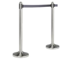 Colonnina segnapercorso cromata altezza 100 cm nastro retrattile grigio da 210 cm - 13684