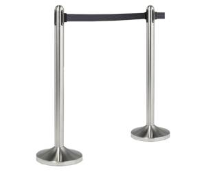 Colonnina segnapercorso cromata altezza 100 cm nastro retrattile nero da 210 cm - 13681