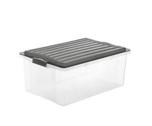 Contenitore Compact 57 x 40 x 25 cm A3,38 lt PPL coperchio nero trasparente - 13759