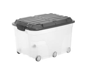 Contenitore Roller 6 con ruote 59,5x40x37 cm 57 lt PPL coperchio nero trasparente - 13760