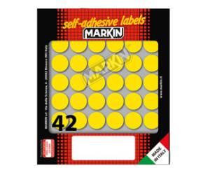 Etichette adesive tonde in carta permanenti diametro 18 mm 42 etichette per foglio 10 fogli giallo Markin 10006GI - 5646
