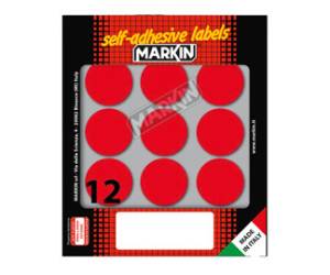 Etichette adesive tonde in carta permanenti diametro 34 mm 10 fogli rosso 12 etichette per foglio - 5651
