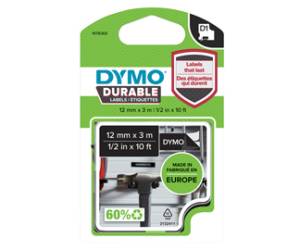 Nastro D1 Durable 12 mm x 3 mt vinile nero bianco - 17558