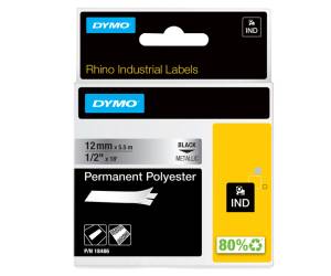 Nastro Rhino 18486,12 mm x 5,5 mt poliestere permanente nero metallo - 17157