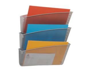 Portadocumenti da parete Mesh 3 vaschette in rete metallica argento - 13455