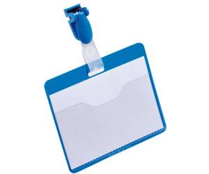 Portanome a tasca aperta clip in plastica 6 x 9 cm blu - 13658