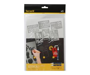 Stencil trasparenti assortiti lettere numeri forme 32 x 22 cm set 6 pezzi - 13490