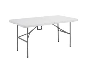 Tavolo rettangolare pieghevole 152 x 76 x 74 cm PE acciaio verniciato bianco grigio - 17569