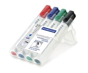 Pennarelli Lumocolor whiteboard 351 - tratto 2 mm - colori assortiti - conf. 4 pezzi - Staedtler - 351WP4 - 4007817314302 - DMwebShop