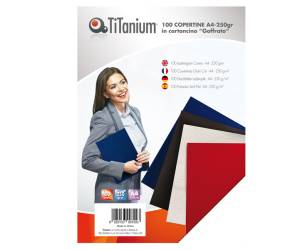 Copertine rilegatura - A4 - 250 gr - cartoncino goffrato bianco scatola 100 pezzi - Titanium - PB250-10T - 8025133097255 - DMwebShop