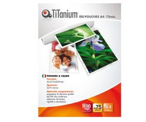 Pouches - A4 - 216 x 303 mm - 2 x 75 micron - conf. 100 pezzi - Titanium - PP075-02T - 8025133034755 - DMwebShop