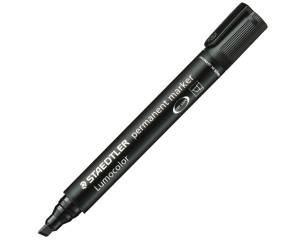 Marcatore Lumocolor Permanent 350 punta a scalpello tratto 2,5 mm nero - 4475