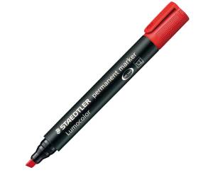 Marcatore Lumocolor Permanent 350 punta a scalpello tratto 2,5 mm rosso - 6868