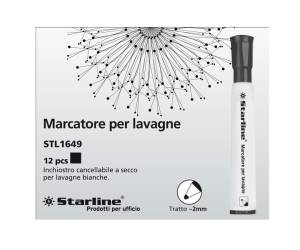 Marcatore per lavagne cancellabili punta tonda 2 mm nero - 2827