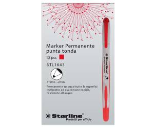 Marcatore permanente punta tonda 2 mm rosso - 2817