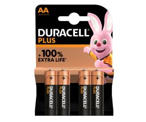 Pile Stilo AA Alcaline Duracell AA Plus100 - 4 Pezzi 1,5V DU0101 - 4002