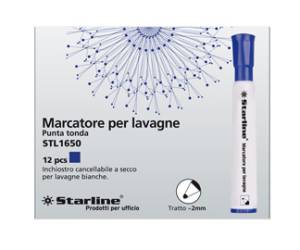 Marcatore per lavagne cancellabili - punta tonda - 2 mm - blu - conf. 12 pezzi - Starline - STL1650. - 8025133021090 - DMwebShop