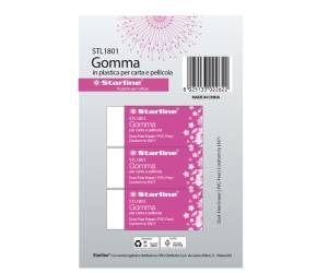 Gomma per carta e pellicola - 60 x 24 x 14 mm - bianco - conf. 3 pezzi - Starline - STL1801. - 8025133022622 - DMwebShop