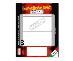 Etichetta adesiva permanente rettangolare - 100 x 46 mm - 3 etich. X foglio - 10 fogli per busta - bianco - conf. 25 pezzi - Markin - 10051 - 8007047938008 - DMwebShop