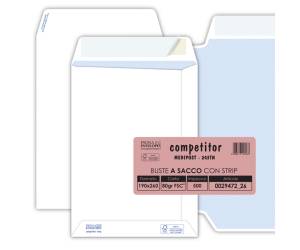 Busta sacco COMPETITOR FSC bianca strip adesivo - 190 x 260 mm - 80 gr - conf. 500 pezzi - Pigna - 002947226 - 8006873158963 - DMwebShop