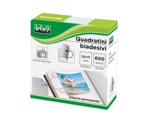 Quadratini biadesivi per foto - 10 mm x 11 mm - trasparente - conf. 600 pezzi - Lebez - A-630 - 8007509006306 - DMwebShop