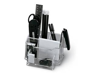 Portatutto da banco - plexiglass - 19 x 12 x 10 cm - accessori inclusi - trasparente - Lebez - 5474. - 8002787054742 - DMwebShop