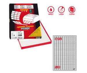 Etichetta adesiva C581 - permanente - 19 x 10 mm - 280 etichette per foglio - bianco - scatola 100 fogli A4 - Markin - X210C581 - 8007047031525 - DMwebShop