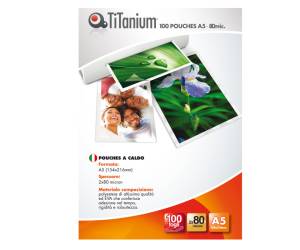 Pouches - A5 - 154 x 216 mm - 2 x 80 micron - conf. 100 pezzi - Titanium - PP580-03T - 8025133034687 - DMwebShop