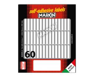 Etichetta adesiva - carta - permanente  - 34 x 5 mm - 60 etich. per foglio - 10 fogli per busta - bianco - conf. 10 pezzi Markin - X11024 - 8007047040374 - DMwebShop