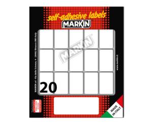 Etichetta adesiva permanente rettangolare - 34 x 21 mm - 20 etich. per foglio - 10 fogli per busta - bianco - conf. 10 pezzi Markin - X11027 - 8007047040558 - DMwebShop