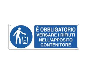 Cartello segnalatore - 35 x 12,5 cm - 'E' OBBLIGATORIO VERSARE I RIFIUTI' - alluminio - Cartelli Segnalatori - E1946K - 8798180719462 - DMwebShop