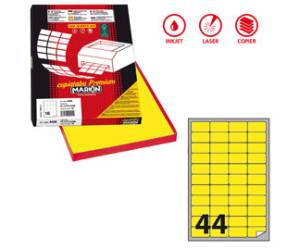 Etichetta adesiva A406 - permanente - 47,5 x 25,5 mm - 44 etichette per foglio - giallo fluo - scatola 100 fogli A4 - Markin - X210A406F-GI - 8007047051202 - DMwebShop