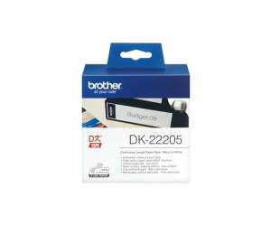 Rotolo etichetta continua - nero-bianco - 62 mm x 30,48 mt - Brother - DK22205 - 4977766628198 - DMwebShop