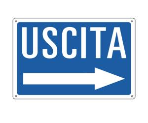 Cartello segnalatore 30 x 20 cm USCITA alluminio - 17486