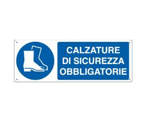 Cartello segnalatore 35 x 12,5 cm CALZATURE DI SICUREZZA OBBLIGATORIE alluminio - 17480