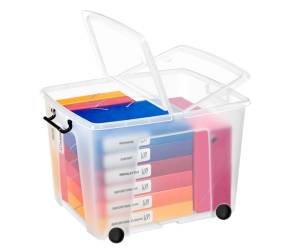 Contenitore multiuso Strata con coperchio e ruote 58x48x41 cm PPL trasparente 75 lt - 6908