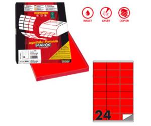 Etichette adesive C 500 in carta permanenti 70 x 36 mm 100 fogli rosso fluo - 8025