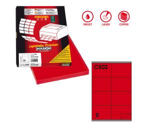 Etichette adesive C 502 in carta permanenti 105 x 72 mm 100 fogli rosso - 12569