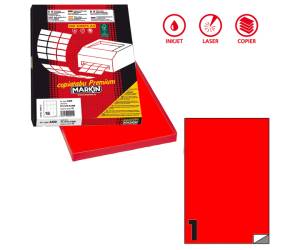 Etichette adesive C 503 in carta permanenti 210 x 297 mm 100 fogli rosso fluo - 7307