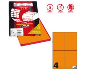 Etichette adesive C 519 in carta permanenti 105 x 148,5 mm arancio fluo 100 fogli - 7870