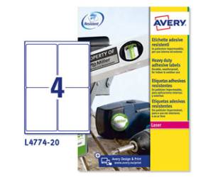Etichette adesive L4774 in poliestere laser permanenti 99,1 x 139 mm 20 fogli - 7001