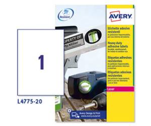 Etichette adesive L4775 in poliestere laser permanenti 210 x 297 mm 20 fogli - 6993
