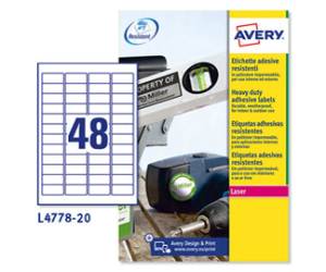 Etichette adesive L4778 in poliestere laser permanenti 45,7 x 21,2 mm bianco 20 fogli - 7057