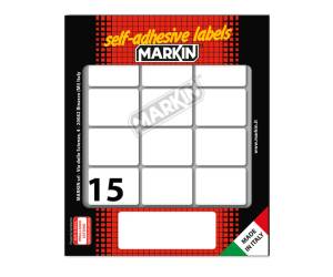 Etichette adesive in carta permanenti 37 x 27 mm 15 etichette per foglio 10 fogli bianco - 12647