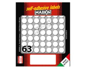 Etichette adesive tonde in carta permanenti diametro 14 mm 10 fogli bianco - 12663