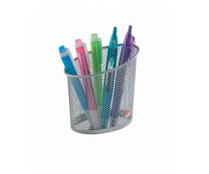 Portapenne Mesh rete metallica 10,5 x 7,3 x 10,3 cm argento - 6514