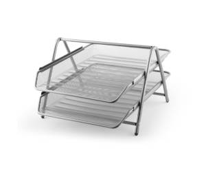 Vaschetta portacorrispondenza 2 ripiani 35,5 x 30 x 21 cm rete metallica argento - 10565