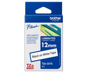 Nastro nero bianco 12 mm x 4mt - TZE231S2,2555